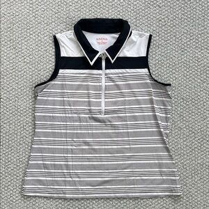 Kinona Striped Sleeveless Polo Top